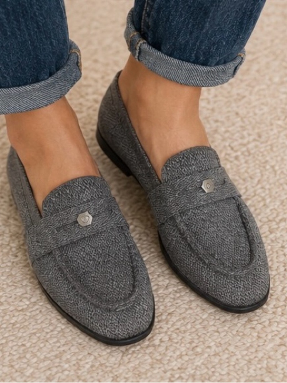 Vivaia Eloise Loafers Charcoal Grey Neutral Knit 43 11